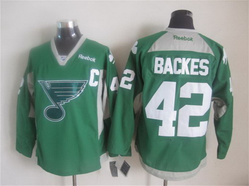 St. Louis Blues #42 David Backes 2014 Training Green Jersey