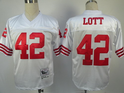 San Francisco 49ers #42 Ronnie Lott White Throwback Jersey