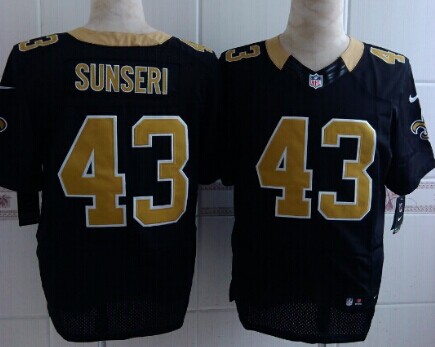 Nike New Orleans Saints #43 Vinnie Sunseri Black Elite Jersey