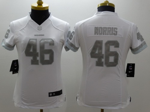 Nike Washington Redskins #46 Alfred Morris Platinum White Limited Womens Jersey