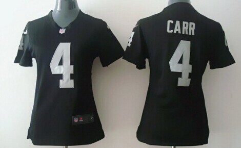 Nike Oakland Raiders #4 Derek Carr Black Game Womens Jersey