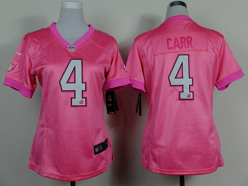 Nike Oakland Raiders #4 Derek Carr Pink Love Womens Jersey