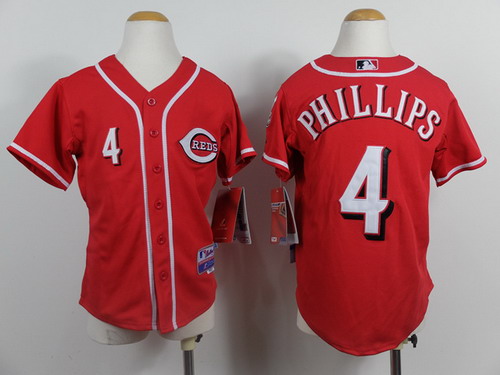 Cincinnati Reds #4 Brandon Phillips Red Kids Jersey