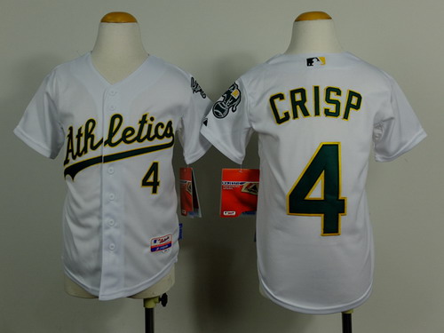 Oakland Athletics #4 Coco Crisp White Kids Jersey