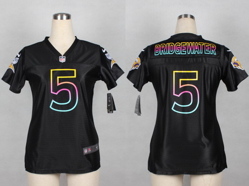 Nike Minnesota Vikings #5 Teddy Bridgewater Pro Line Black Fashion Womens Jersey