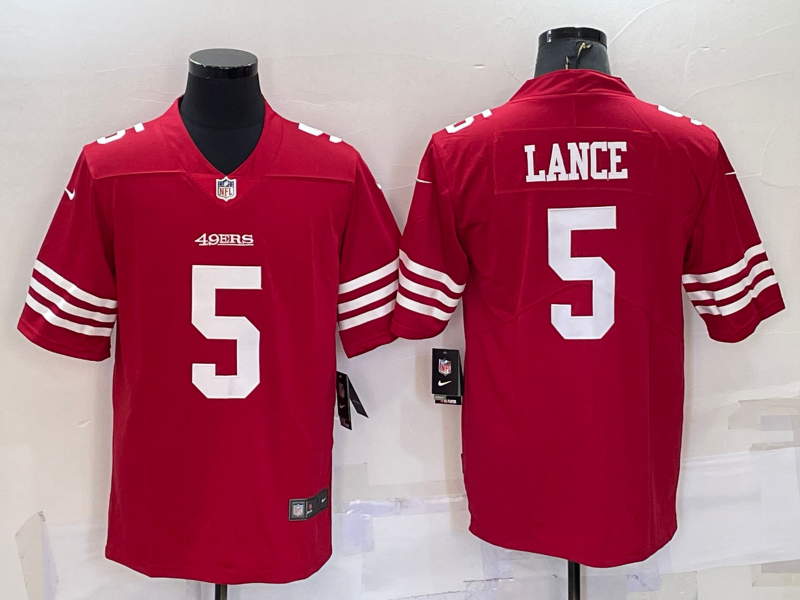 Men's San Francisco 49ers #5 Trey Lance 2022 New Scarlet Vapor Untouchable Limited Stitched Football Jersey