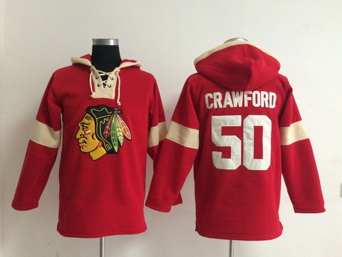 2014 Old Time Hockey Chicago Blackhawks #50 Corey Crawford Red Hoodie