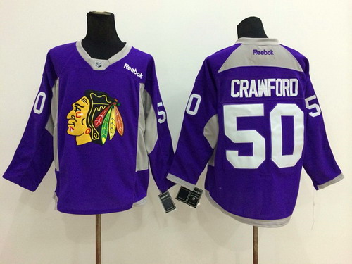 Chicago Blackhawks #50 Corey Crawford 2014 Training Purple Jersey