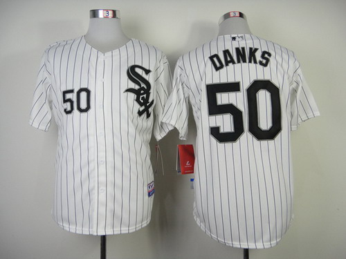 Chicago White Sox #50 John Danks White With Black Pinstripe Jersey