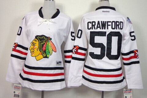 Chicago Blackhawks #50 Corey Crawford 2015 Winter Classic White Womens Jersey