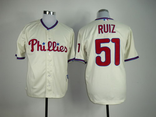 Philadelphia Phillies #51 Carlos Ruiz Cream Jersey