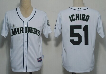 Seattle Mariners #51 Ichiro Suzuki White Jersey