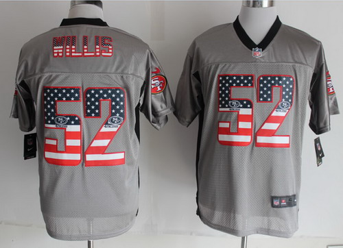 Nike San Francisco 49ers #52 Patrick Willis 2014 USA Flag Fashion Gray Elite Jersey