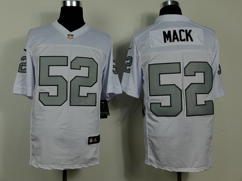 Nike Oakland Raiders #52 Khalil Mack White With Silvery Elite Jersey