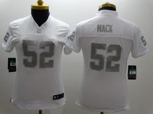 Nike Oakland Raiders #52 Khalil Mack Platinum White Limited Womens Jersey