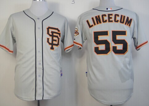 San Francisco Giants #55 Tim Lincecum Gray SF Edition Jersey