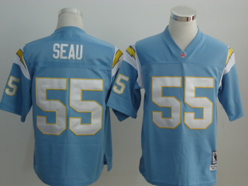 San Diego Chargers #55 Junior Seau Light Blue Throwback Jersey