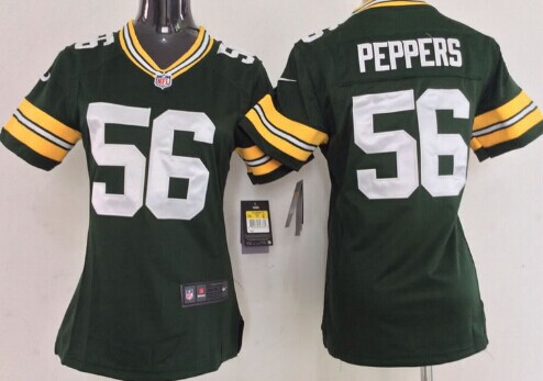 Nike Green Bay Packers #56 Julius Peppers Green Game Womens Jersey