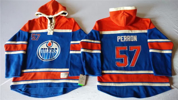 Old Time Hockey Edmonton Oilers #57 Royal Blue Hoodie