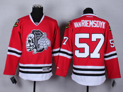 Chicago Blackhawks #57 Trevor van Riemsdyk Red With Black Skulls Jersey