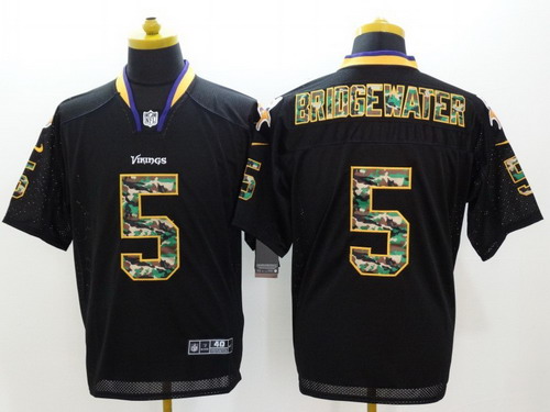 Nike Minnesota Vikings #5 Teddy Bridgewater Black With Camo Elite Jersey