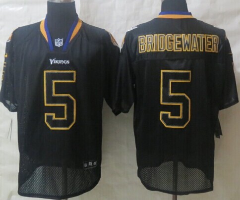 Nike Minnesota Vikings #5 Teddy Bridgewater Lights Out Black Elite Jersey 
