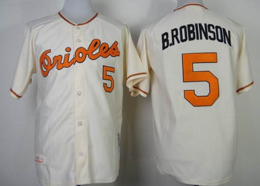 Baltimore Orioles #5 Brooks Robinson 1970 Cream Throwback Jersey