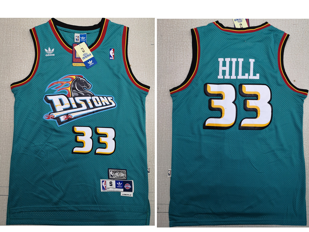 Detroit Pistons 33 Grant Hill Swingman Green Throwback Adidas Jersey