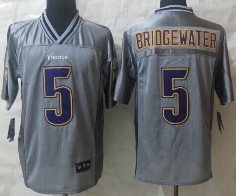 Nike Minnesota Vikings #5 Teddy Bridgewater 2013 Gray Vapor Elite Jersey