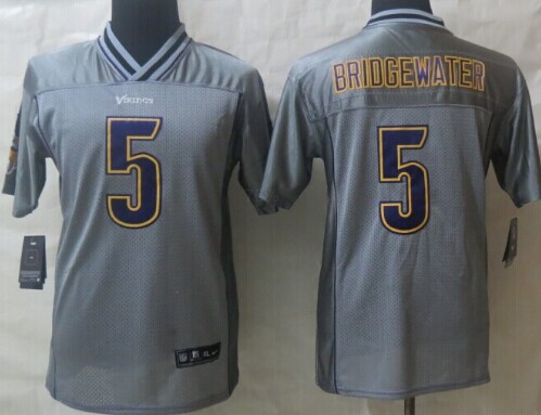 Nike Minnesota Vikings #5 Teddy Bridgewater 2013 Gray Vapor Kids Jersey