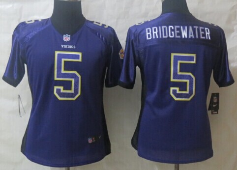 Nike Minnesota Vikings #5 Teddy Bridgewater Drift Fashion Purple Womens Jersey