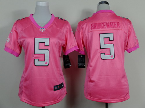 Nike Minnesota Vikings #5 Teddy Bridgewater Pink Love Womens Jersey