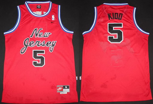 New Jersey Nets #5 Jason Kidd Red Swingman Jersey