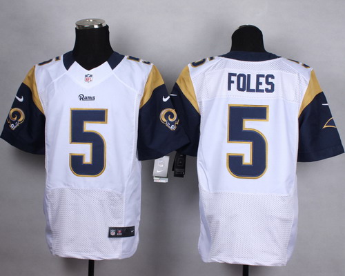 Nike St. Louis Rams #5 Nick Foles White Elite Jersey