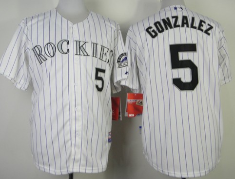 Colorado Rockies #5 Carlos Gonzalez White Jersey