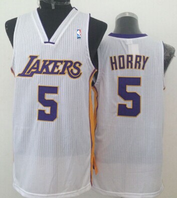 Los Angeles Lakers #5 Robert Horry White Swingman Throwback Jersey