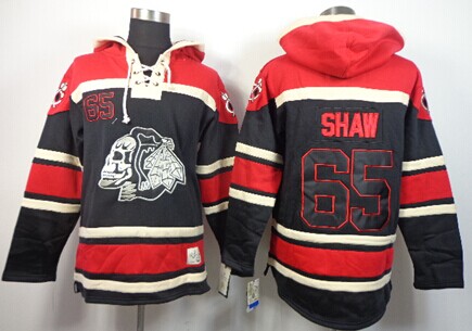 Old Time Hockey Chicago Blackhawks #65 Andrew Shaw Black Ice Skulls Hoodie