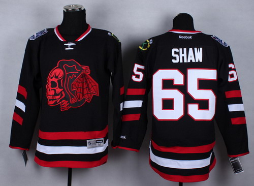 Chicago Blackhawks #65 Andrew Shaw 2014 Stadium Series Black With Red Skulls Jersey