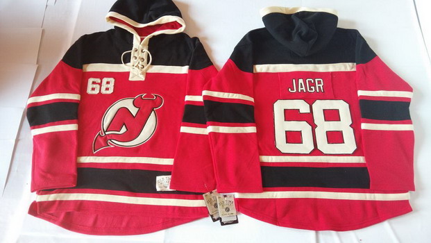 Old Time Hockey New Jersey Devils #68 Jaromir Jagr Red With Black Hoodie