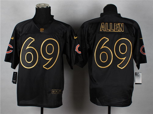 Nike Chicago Bears #69 Jared Allen 2014 All Black/Gold Elite Jersey