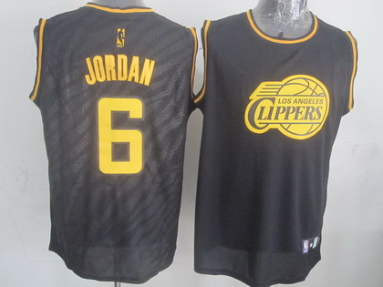 Los Angeles Clippers #6 DeAndre Jordan Revolution 30 Swingman 2014 Black With Gold Jersey