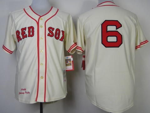 Boston Red Sox #6 Johnny Pesky 1946 Cream Throwback Jersey