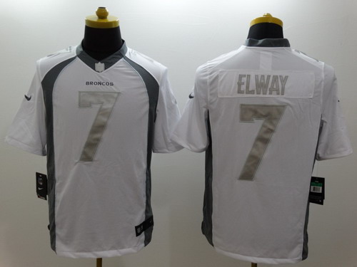 Nike Denver Broncos #7 John Elway Platinum White Limited Jersey