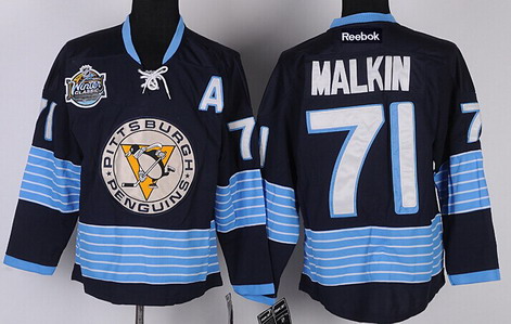 Pittsburgh Penguins #71 Evgeni Malkin Navy Blue Third Jersey