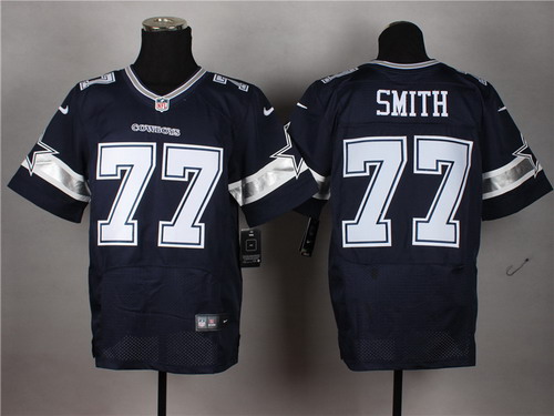 Nike Dallas Cowboys #77 Tyron Smith Blue Elite Jersey