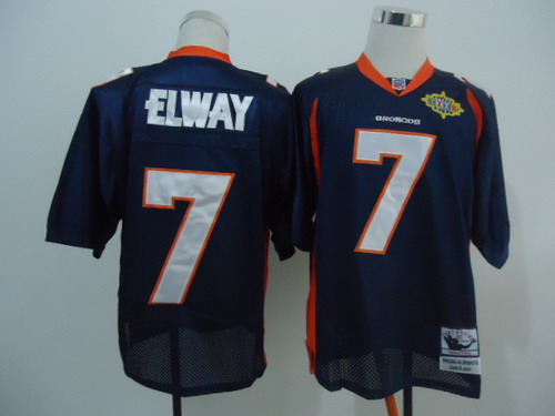 Denver Broncos #7 John Elway Blue Super Bowl Throwback Jersey