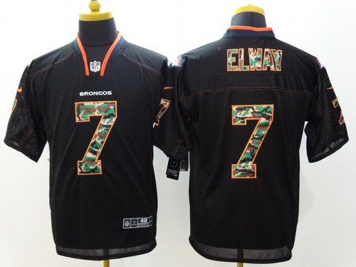 Nike Denver Broncos #7 John Elway Black With Camo Elite Jersey