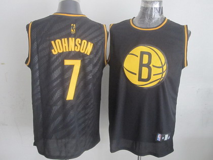 Brooklyn Nets #7 Joe Johnson Revolution 30 Swingman 2014 Black With Gold Jersey