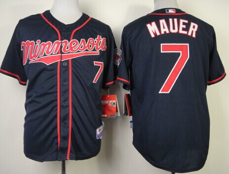 Minnesota Twins #7 Joe Mauer Navy Blue Jersey