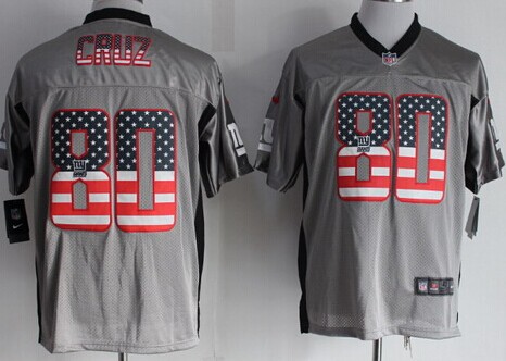 Nike New York Giants #80 Victor Cruz 2014 USA Flag Fashion Gray Elite Jersey